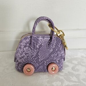 Purple Mini Snake-Textured Mini Bag Charm Keychain. Designer/Boutique Style